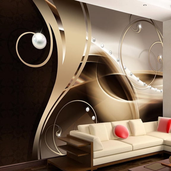 Tiptophomedecor Glam Wallpaper Wall Mural - Cafe Latté