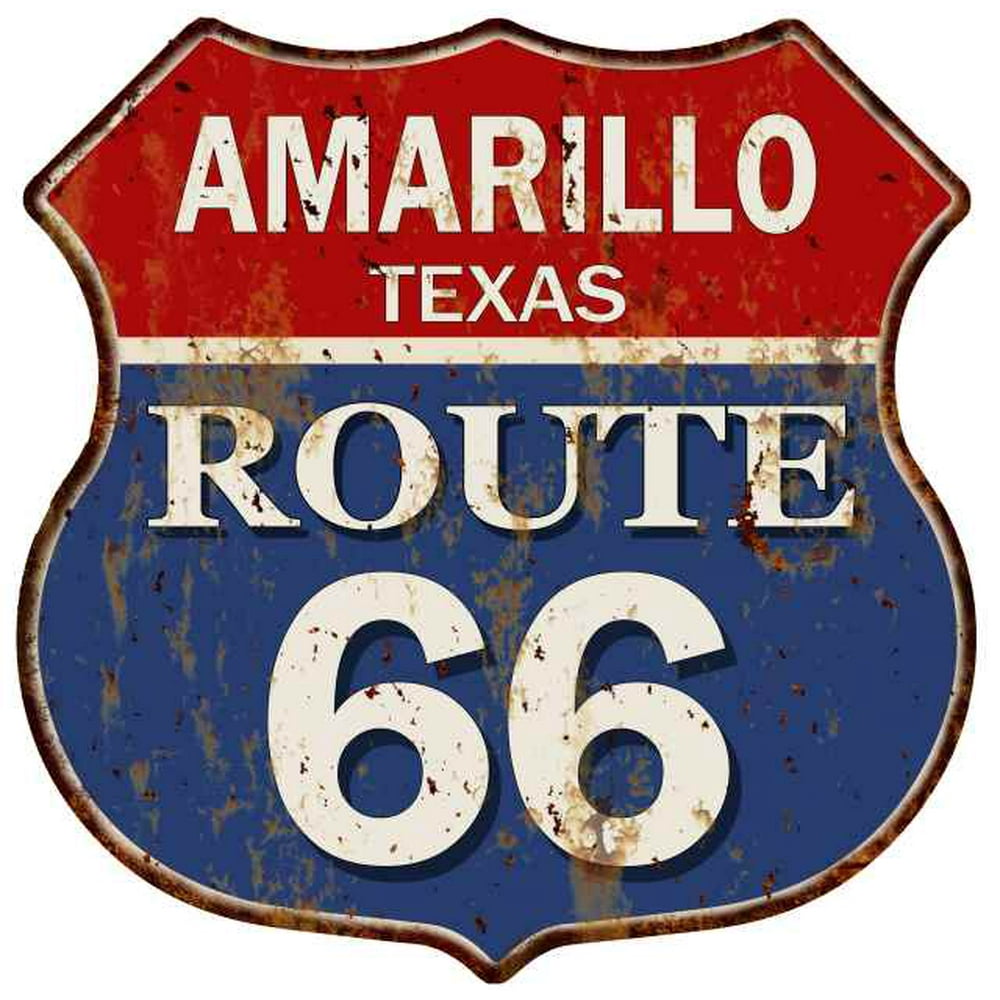 AMARILLO, TEXAS Route 66 Shield Metal Sign Man Cave Garage 211110013231