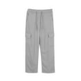 thumbnail image 4 of HAOTAGS Girls Elastic Waist Pants with Drawstring (4-13) Casual Solid Color Outdoor Sport Pants with Side Pockets Gray Size 13 Years, 4 of 9