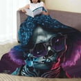 thumbnail image 6 of Honeii Punk Style Blue Haired Skull Print Fleece Blanket - Throw Blanket for Bed, Sofa, Couch, Camping, and Travel , Microplush Ultra Soft Warm Blanket-80"x60", 6 of 7