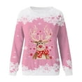thumbnail image 4 of Fiaer Crewneck Sweatshirts Womens Christmas Deer Graphic Funny Xmas Plus Size Baggy Trendy Long Sleeve Pullover Tops Pink XL, 4 of 4