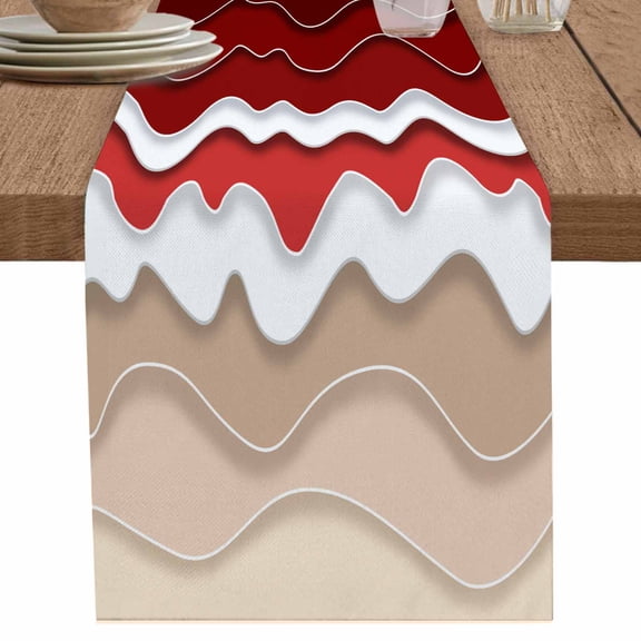 nqOlkjepod Red Ombre Stripe Table Runner 108 Inches Long Farmhouse Dress Scarves, Abstract Summer Beach Coastal Dining Tablerunner for Coffee Table/Kitchen Island/Party Décor, 13" x 108"