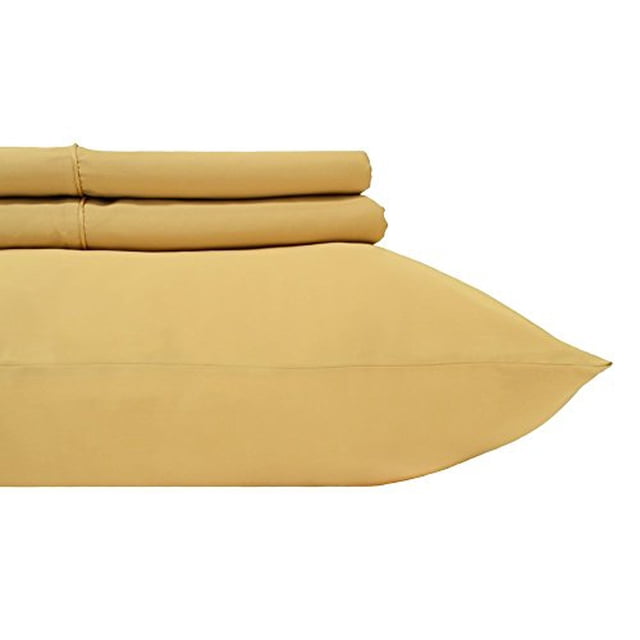 Royals Solid Gold 800-Thread-Count 4pc King Bed Sheet Set 100-Percent Cotton, Sateen Solid, Deep Pocket