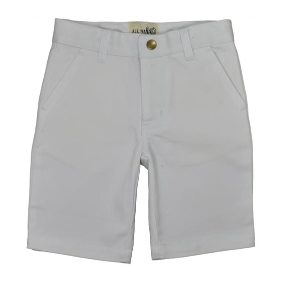 All Navy Boys Shorts in Straight Cut with Flat Front - White - 8 Years