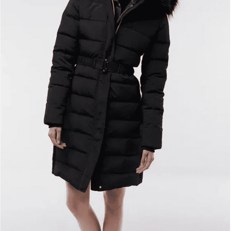 EXPRESS Black Long Down Belted Smocked Puffer Jacket Coat EXPRESS Black Long Down Belted Smocked Puffer Jacket Coat