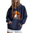 thumbnail image 2 of Pxxlle Funny Graphic Sweatshirts for Women with Hood Plus Size Long Sleeve Holiday Hoodies Oversized Pullover Tops with Pockets Navy XXXL, 2 of 6