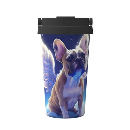 

Fuzoiu Night Sky Winged French Bulldog Print Stainless Steel Travel Mug Vacuum Insulated Coffee Travel Mug Reusable Coffee Cup for Hot and Cold