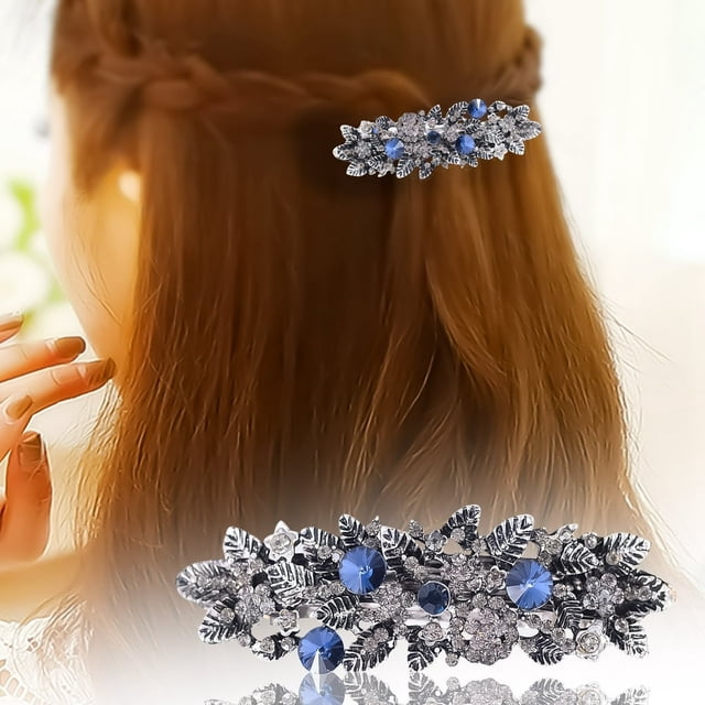 Hair Barrettes Crystal Rhinestones Hair Clips Butterfly French Clips Vintage Spring Hair Clips Flower Hair Jewelry