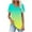 Yellow1, variant on fatyb Tops Summer for Women V Neck Short Sleeve Pleated Shirts Print Casual Womens Gradient Blouses
