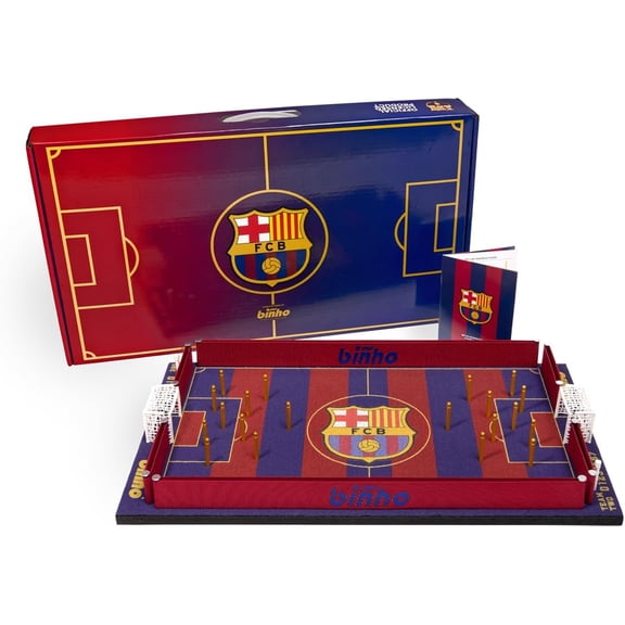 Collectible Binho Board Classic Board Game FC Barcelona Football Club Edition - 2-Player Fast-Paced Finger Flicker Pinball Family Board Game - Portable Tabletop Sports Game Set for Any Occasion