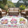 thumbnail image 4 of Spring Gnomes Round Area Rug 6Ft Washable Circle Rugs for Bathroom Office, Botanical Rose Flower Leaves Butterfly Non-Slip Carpet Floor Mats Indoor Outdoor Carpet Runner Aesthetic Home Decor, 4 of 8
