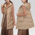 thumbnail image 6 of Baqcunre Puffer Vest Women Ladies Fall And Winter Wear Hooded Zipper Pocket Loose Sleeveless Coat Vest Fleece Jacket Womens Fall Fashion 2023 Khaki XL, 6 of 8