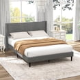 thumbnail image 6 of Costway Queen Bed Frame Modern Platform Bed with Linen Upholstered Wingback Headboard, 6 of 10