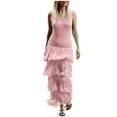 thumbnail image 2 of THDHVS Maxi Dresses for Women 2025,Women's Casual Dresses,Summer Wedding Guest Dress Sleeveless Ruffle Formal Cocktail Party Bodycon Dresses Pink M, 2 of 7