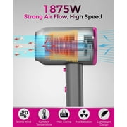 Professional Ionic Hair Dryer, Powerful 1600W Fast Drying Low Noise Blow Dryer with Concentrator Nozzle Diffuser Attachments for Home Salon Travel,ALCI Safety Plug