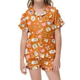 thumbnail image 2 of Satin Pajamas for Girls 4t Valentines Day Pjs Short Sleeve Loungewear Clothes Set Cute Printed Loose Home Outfit Set Sleepwear for Kids and Girls 4-5 Years, 2 of 4