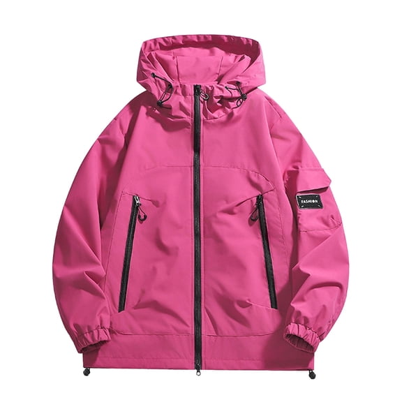 Zpanxa Women's Solid Color Hooded Zip Up Jacket with Pockets and Long Sleeves Casual Lightweight Coat for Fall Winter