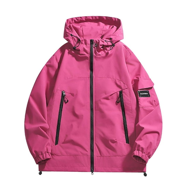 Veste à Capuche pour Femmes, Coupe-Vent avec Poches Zippées, Veste Décontractée pour Randonnée et Usage Quotidien, Fermeture Éclair Complète à l'Avant, Coupe Décontractée