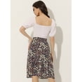 thumbnail image 4 of Falda Midi Fluida Con Cintura Elástica Y Volantes Con Estampado Floral Para Mujer Negro Floral XS, 4 of 5