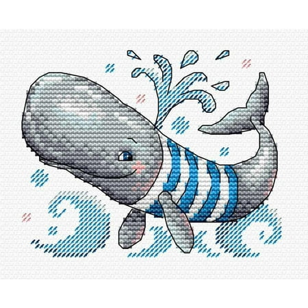UPC: 4627128734721 | Counted Cross Stitch Kit Whale M-352 / SM-352 Needlework Easy Small Fish Sea Gray Blue Water By MP Studia