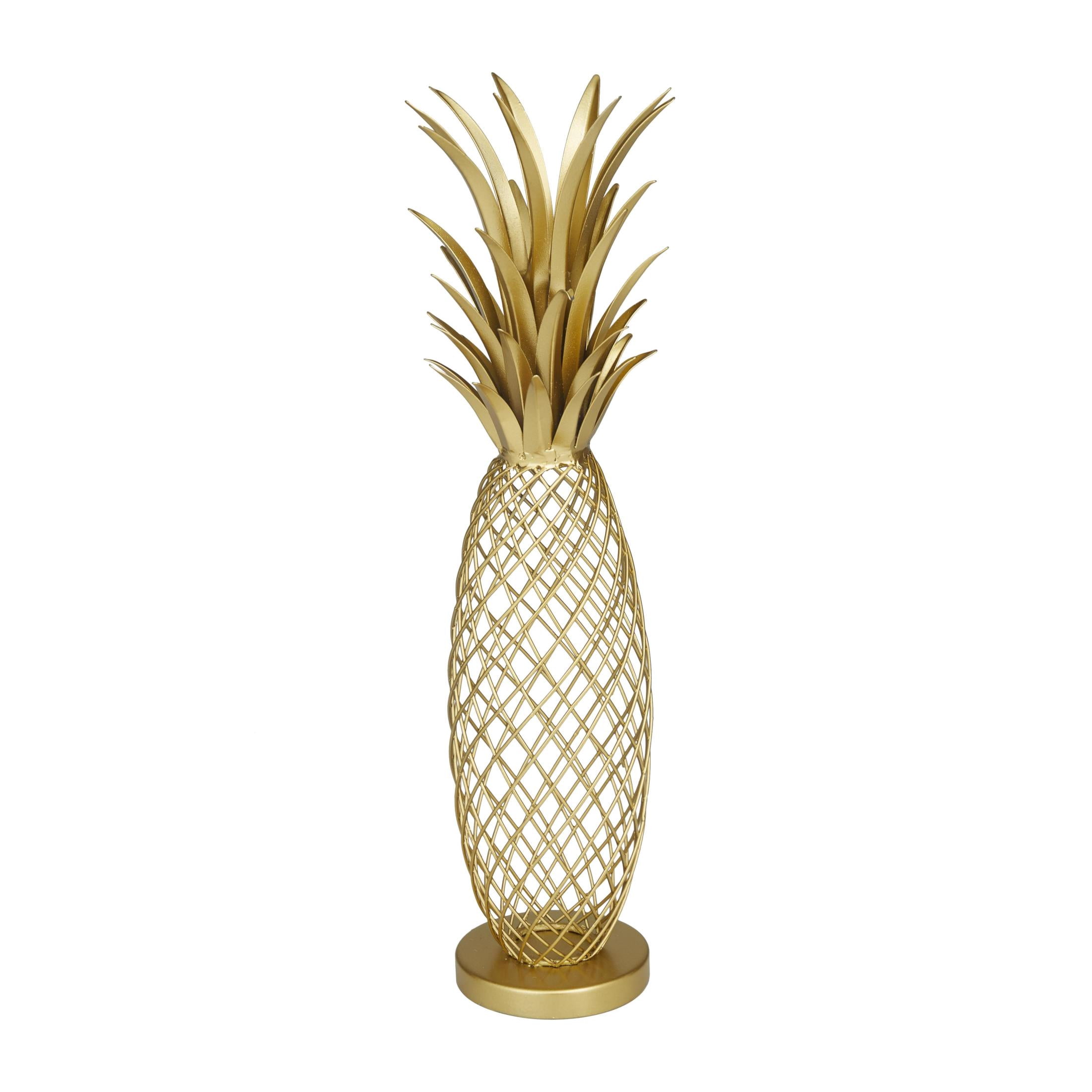 4" x 16" Gold Metal Pineapple Fruit Sculpture, by DecMode