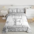 thumbnail image 2 of Homewish Girly Grey Letter E Queen Comforter Set, Romantic Glitter Diamond Bedding Sets, Teens Kids Girls Women Reversible Bedding Comforter Set, Super Cozy Room Decor, 3 Pieces, 2 of 8