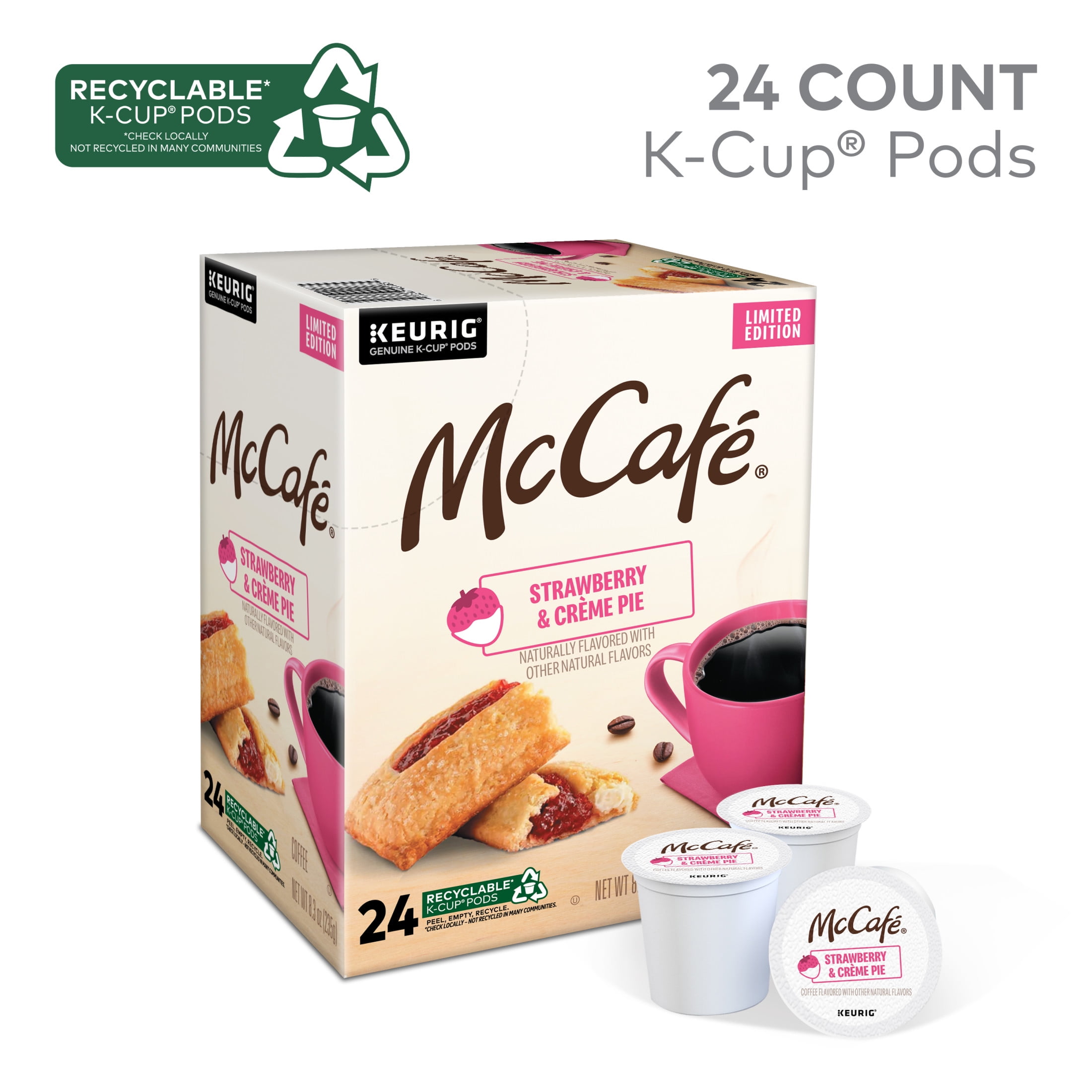 McCafe, Strawberry & Crème Pie Limited Edition Light Roast K-Cup Coffee Pods, 24 Count