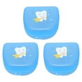 thumbnail image 1 of Caja de retenedor Dental para dentadura, contenedor de protector bucal parcial, retenedor de ortodoncia, 3 uds., color azul, 1 of 8