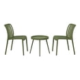 thumbnail image 2 of WestinTrends Playa 3-Piece Outdoor Patio Bistro Balcony Furniture Set With Stackable Chairs, Olive Green, 2 of 15