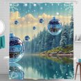 thumbnail image 1 of Whimsical Shower Curtain with Blue Christmas Ornament, 1 of 4