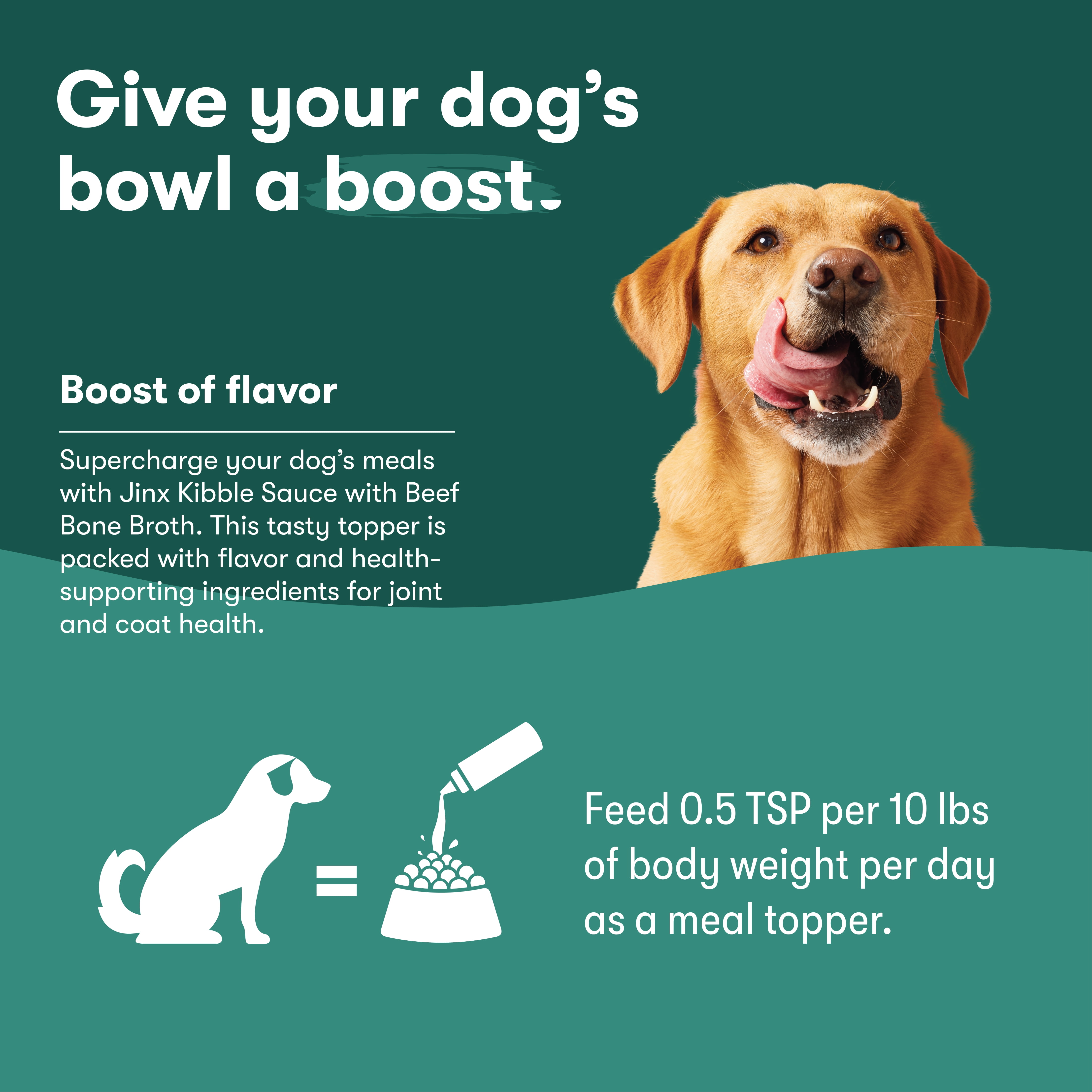 (6 pack) Jinx Kibble Sauce Beef Bone Broth Dog Meal Topper, 12 fl oz Bottle
