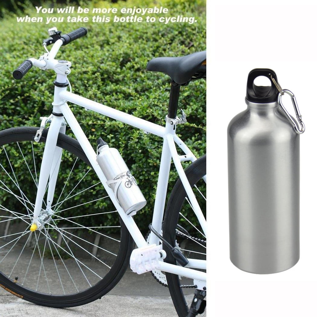 INTSUPERMAI 5pcs 600ml Aluminum Water Bottles Silver with Carabiner Hook for Sublimation Transfer Printing