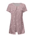 thumbnail image 5 of Women's Short Sleeve T-shirt Women'S Tunic Tops For Leggings Short Sleeve Shirts Up Casual Ruched Blouses Clothes,Pink Women's Short sleeve T-shirt L, 5 of 5