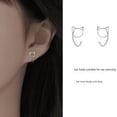 thumbnail image 1 of Pendientes de plata de ley S999 con forma de nicho y diseño de gancho para oreja de gato hueco para el cuidado de las orejas sin dormir, joyería para mujer, 1 of 5