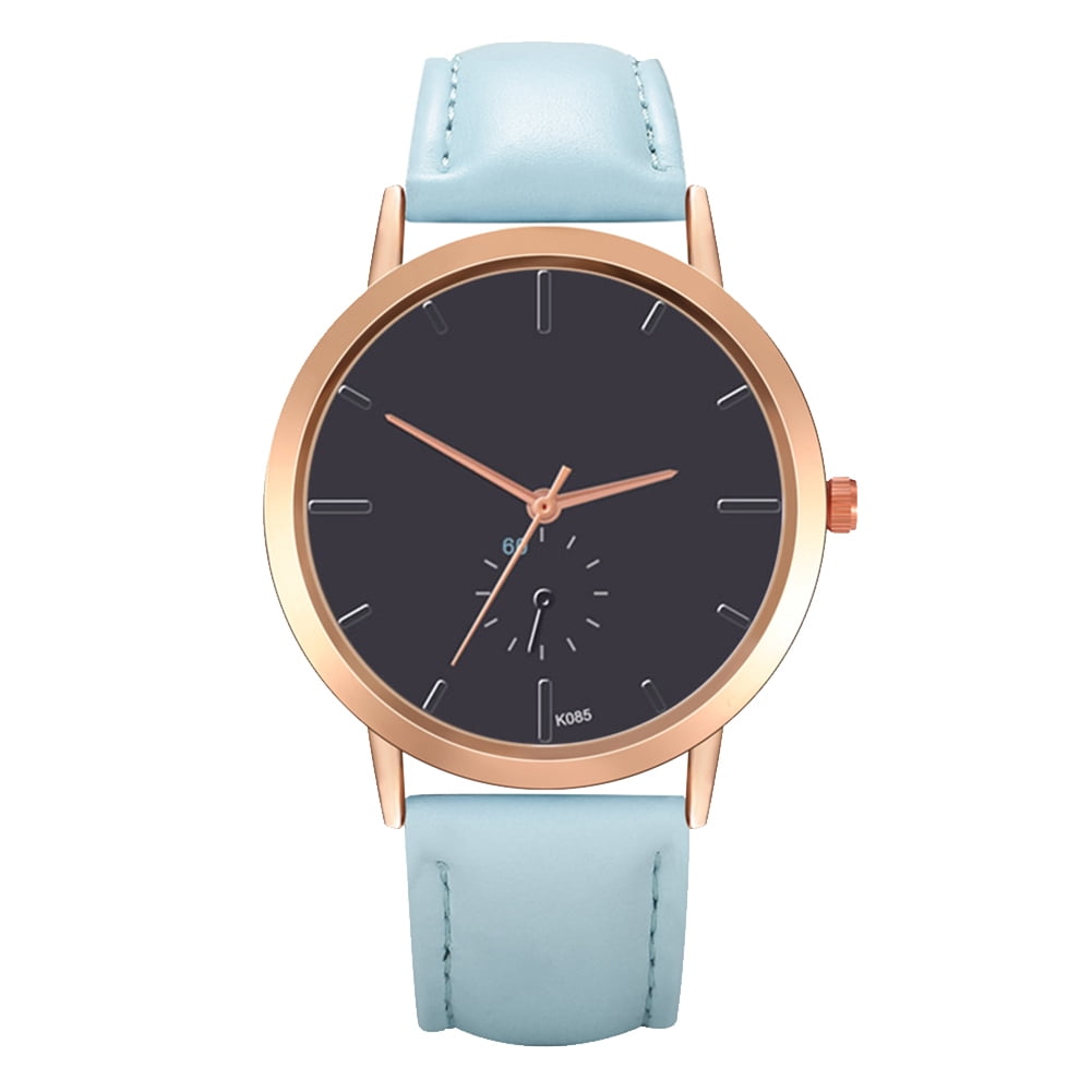 SAYDY Zhoulianfa Women Stylish Dial Quartz Analog PU Strap Watch Jewelry Dress Wristwatch Light Blue Walmart