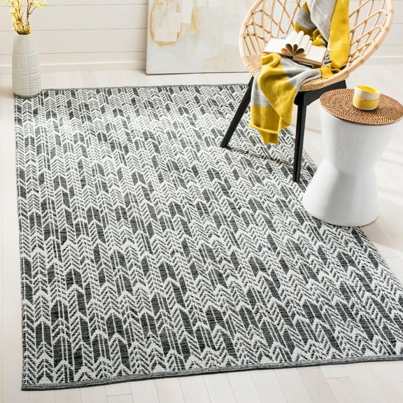 SAFAVIEH Montauk Rhoda Geometric Area Rug, Black/Ivory, 8' x 10'