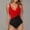 Red, variant on LEBONYARD Women's One-Piece Sleeveless Swimsuit:Quick Drying & Cute,Womens Solid Swimsuits Ruched Criss Bathing Suits V Neck Blackless Swimwear Army Green M