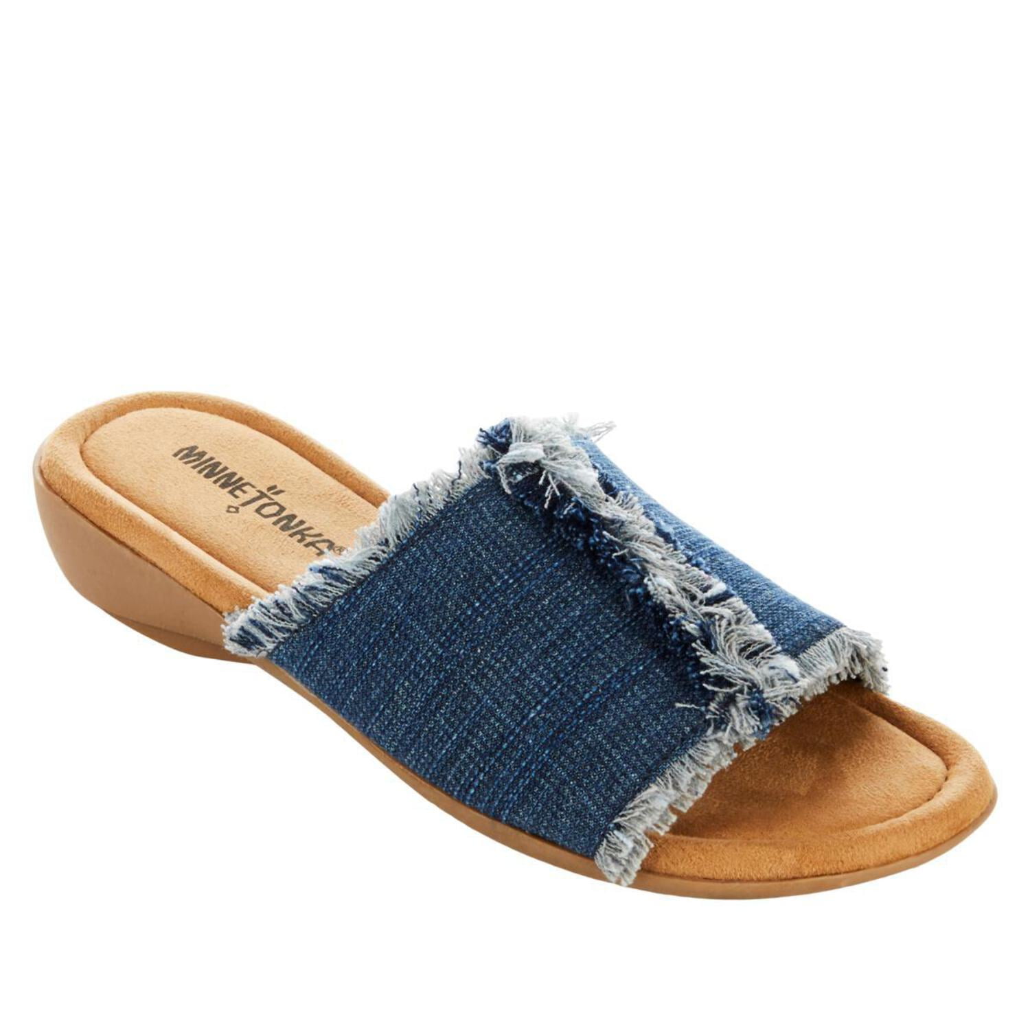 Minnetonka denim sandals clearance