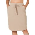 thumbnail image 1 of Women & Plus Elastic Waist Self-Tie Knee Length Tulip Hem Midi Skirt with Side Pockets, 1 of 3