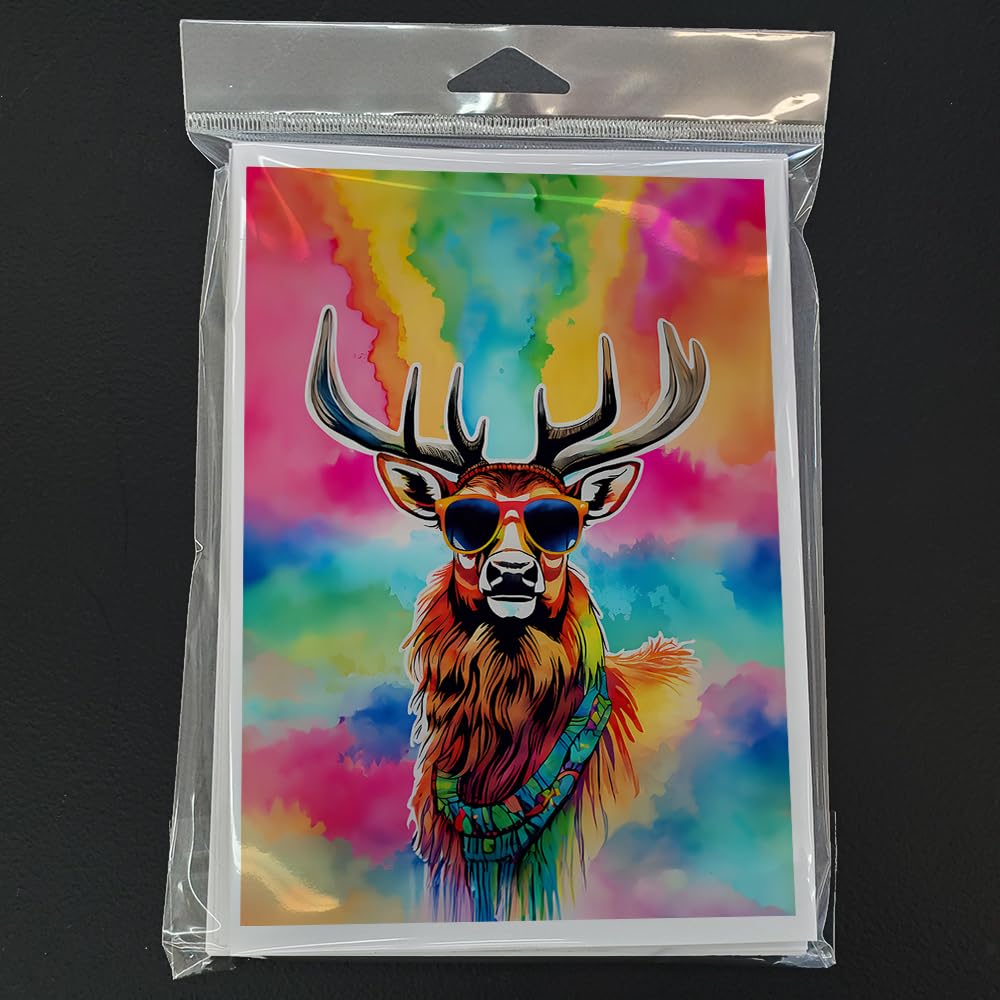 Hippie Animal Stag Deer Greeting Cards Pack of 8 7 in x 5 in