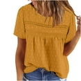 thumbnail image 4 of Women’s Casual Boho Top, Short Sleeve Summer Round Neck Loose Shirt, Solid Lace Trim Blouse, Comfortable and Stylish Casual Wear, Perfect for Relaxed Daily Outings and Vacations, 4 of 9