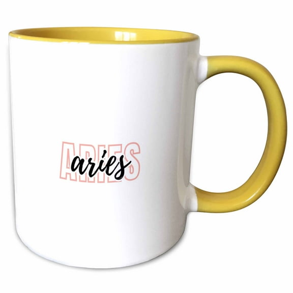 3drose, Zodiac Sign - Aries Text, 15oz Two-tone Yellow Mug