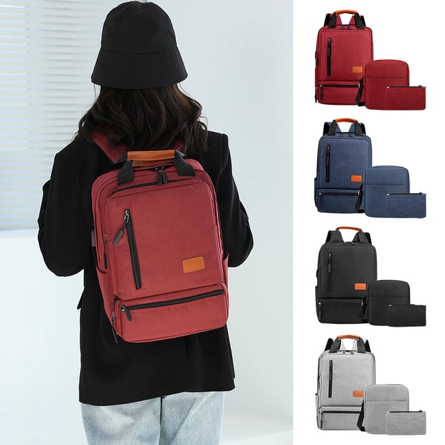 Dvkptbk New Business Backpack Three Piece Set Large Capacity Cloth Computer Bag New Load Reducing College Student Backpack
