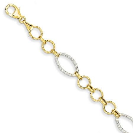 Oval Gold Magnetic Bracelet Jewelry - 14kt Two Tone Yellow Gold Round Oval Link Bracelet 7.50 Inch Chain Fancy Fine Jewelry Ideal Gifts For Women Gift Set From Heart