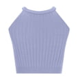thumbnail image 5 of YYDGH Women's Knit Crop Top Ribbed Sleeveless Halter Neck Vest Tank Top Purple L, 5 of 6