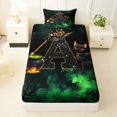 thumbnail image 3 of Manfei Witch Hat Twin Sheets,Halloween Letter A Bedding,Green,3pcs,1 Fitted Sheet and 1 Pillowcase, 3 of 6
