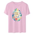 thumbnail image 5 of qelini Easter Shirt Womens Plus Size Crew Neck Short Sleeve Teen Bunny and Egg Print T-Shirt Casual Spring Tops, 5 of 5