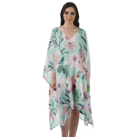 Moomaya Beach Kaftan Bikini Cover up Women Georgette Midi Dress Short Caftan