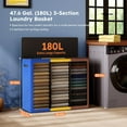 thumbnail image 2 of NEI 180L Laundry Hamper 3 Section, Extra Large Laundry Hamper with Lid, Dirty Clothes Hamper with Sturdy Handle, Large Laundry Basket Organizer for Laundry Room, Bedroom, Hampers for Laundry, 2 of 7