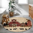 thumbnail image 4 of Brown Farmhouse Round Area Rug 4ft, Vintage Country Animals Cabin Forest Washable Non-Slip Circle Rugs for Bedroom Living Room Kitchen, Soft Non Shedding Circle Carpet for Dining Room Dorm, 4 of 9